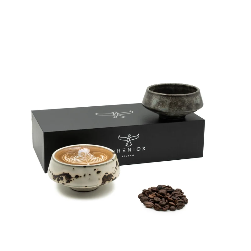 PHENIOX Barista Tassen Set 2 x ca. 180 ml – Handgefertigte Cappuccino Tassen