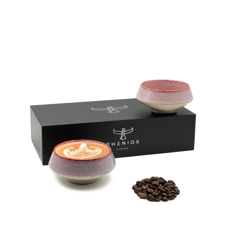 PHENIOX Barista Set (2x180 ml) – Handgefertigte Cappuccino Tassen für Latte Art Liebhaber