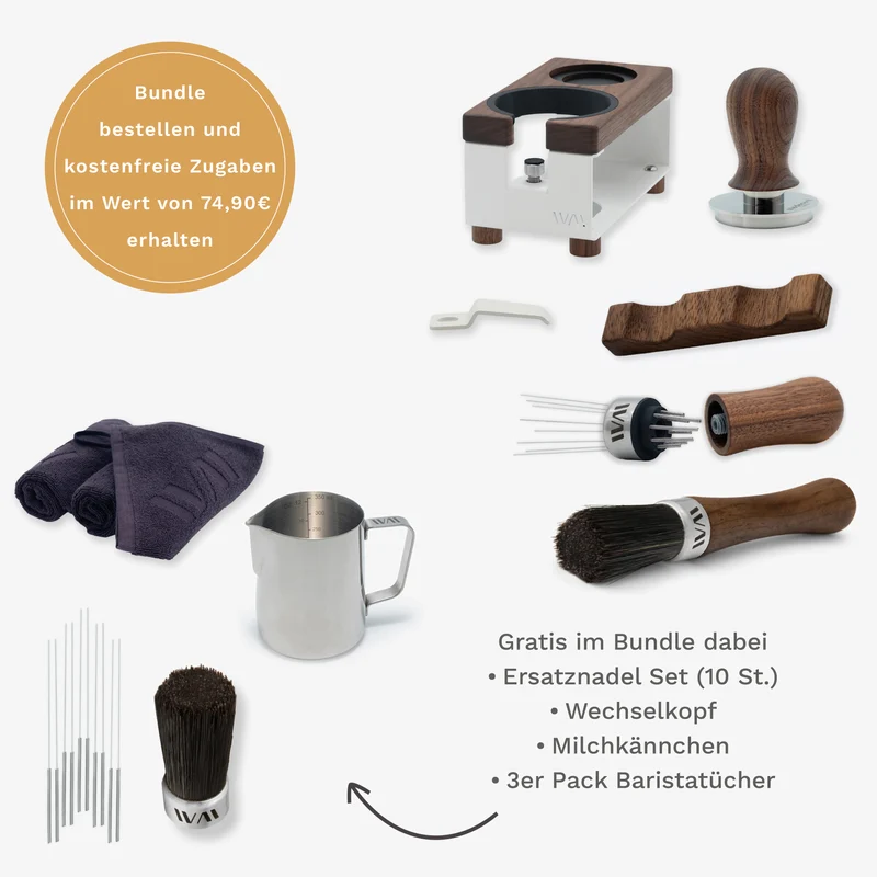 Tamperstation weiß Super Bundle - Nussbaum