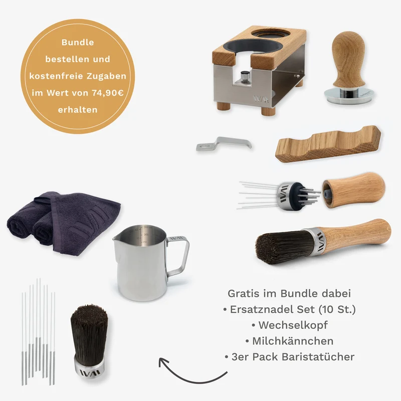 Tamperstation Edelstahl Super Bundle - Eiche
