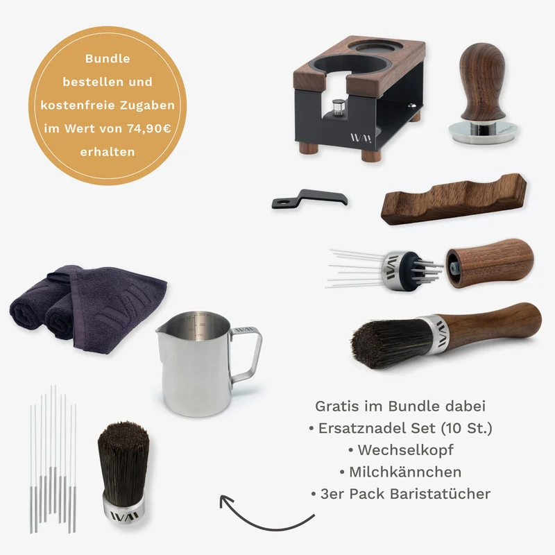 Tamperstation schwarz Super Bundle - Nussbaum