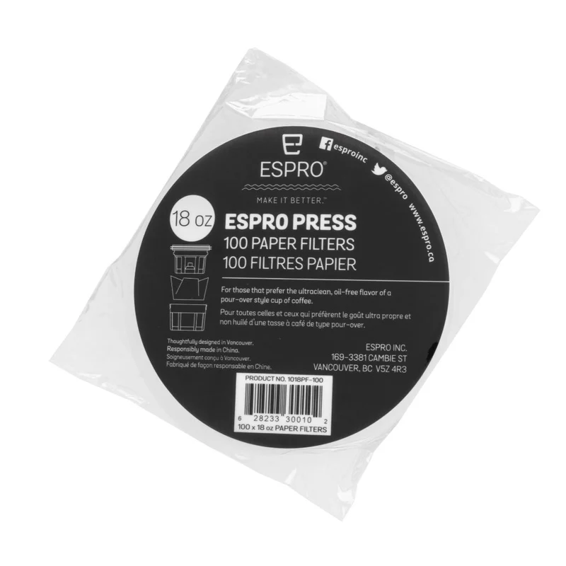 French Press Paper Filters (100-Pack)