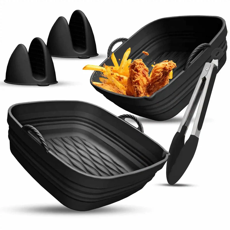 Faltbares Silikonformen Set für eckige Heißluftfritteusen ab 3,7L
