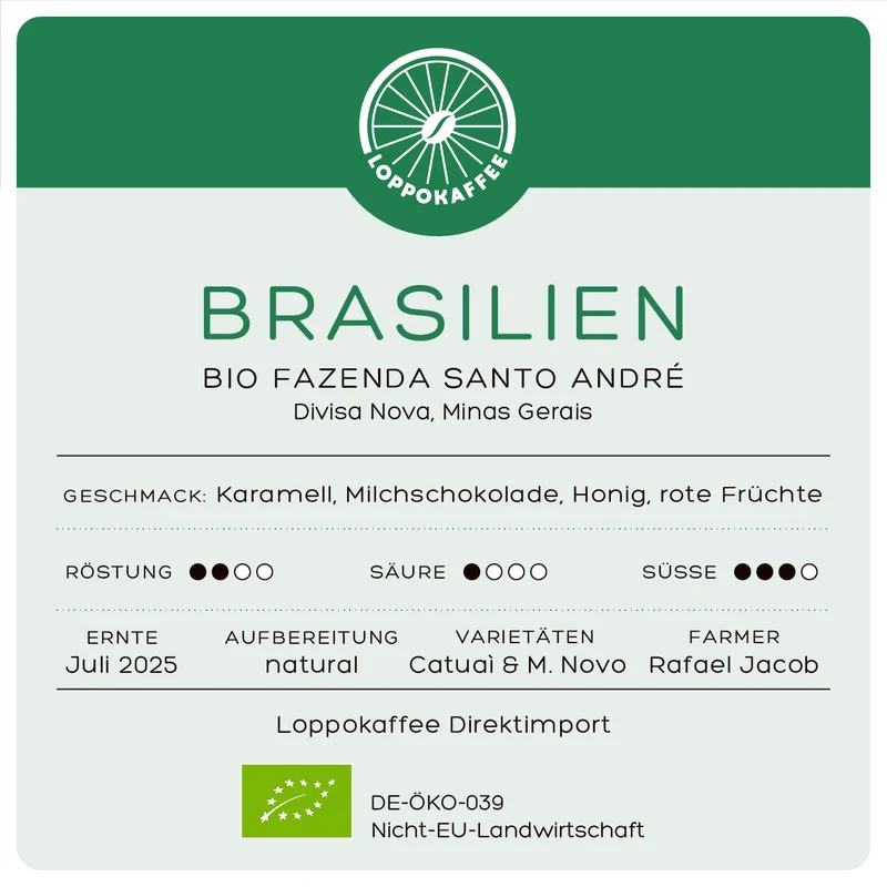 BIO BRASILIEN FAZENDA SANTO ANDRÉ natural Ernte 2025