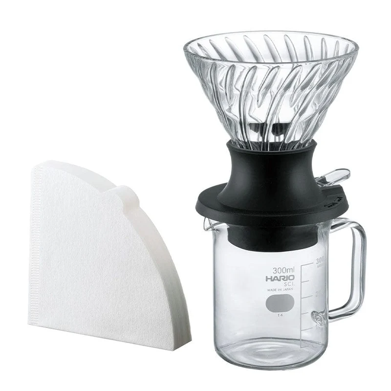 Hario Immersion Dripper Switch Server SET Glas Schwarz