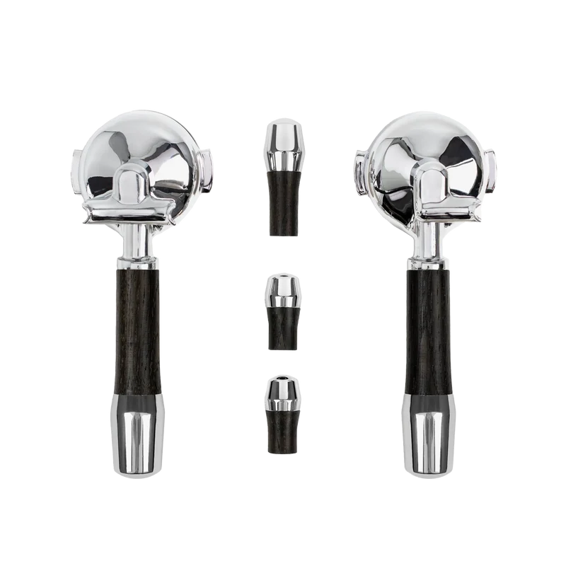 Wiedemann Griffset elegant für ECM Technika / Mechanika IV profi, Technika V, Elektronika II und Synchronika Siebträger Maschinen, Räuchereiche 1004004 - Kaffeewelt