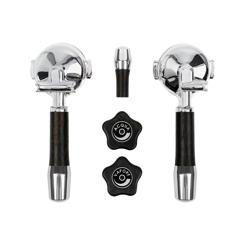 Wiedemann Griffset elegant für ECM Technika / Mechanika IV und Mechanika Slim mit Drehrädern Siebträger Maschine, Räuchereiche 1004002 - Kaffeewelt