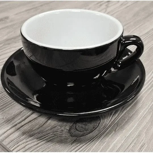 Milchkaffee Tasse und Untertasse Schwarz Serie Palermo von Nuova Point 260 ml