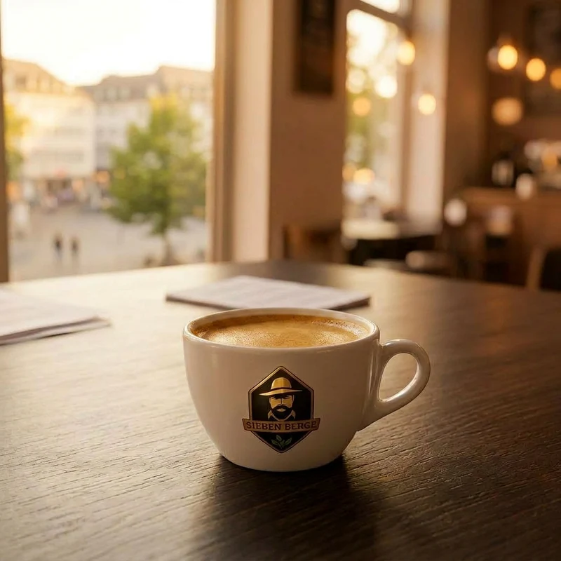 Sieben Berge Espresso Tasse – Hotelporzellan mit Echtgolddruck