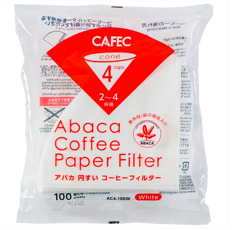 CAFEC Abaca Filterpapier Cup 4 (2-4 Tassen) - 100 Stück | Made in Japan