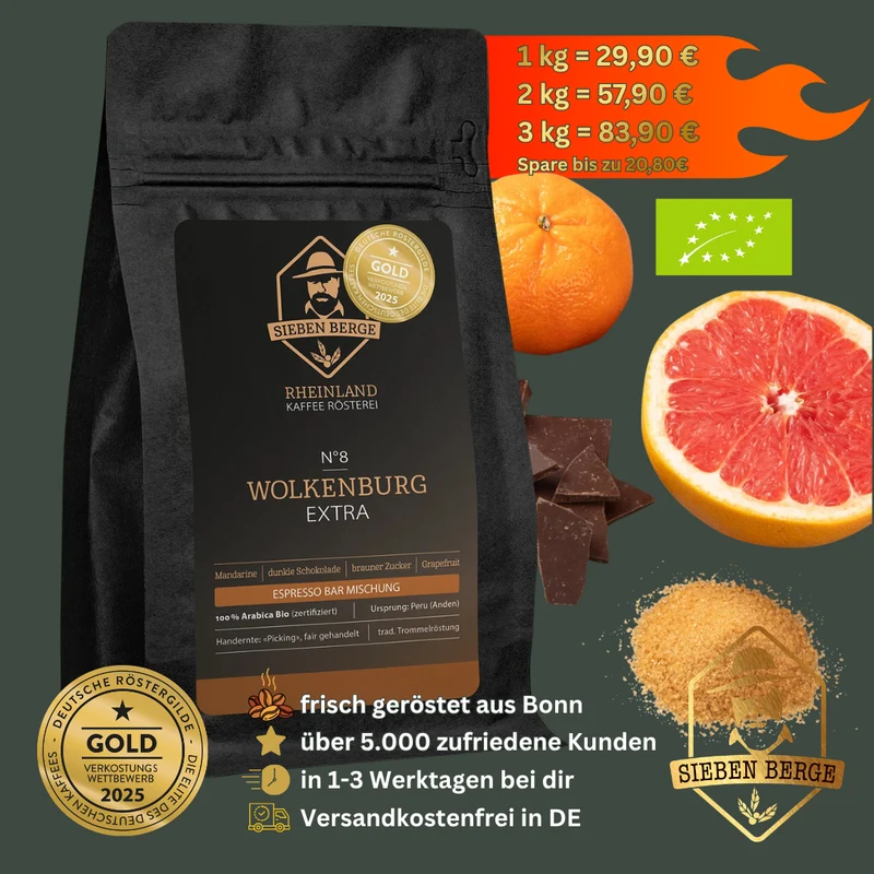 N°8 Wolkenburg Extra - Bio Espresso Bar Mischung mit außergewöhnlichem Charakter