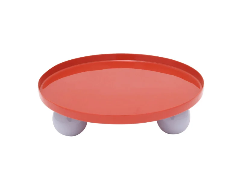 DOUBLE FUNKY Großes leuchtend rotes und weiches lila rundes Tablett
