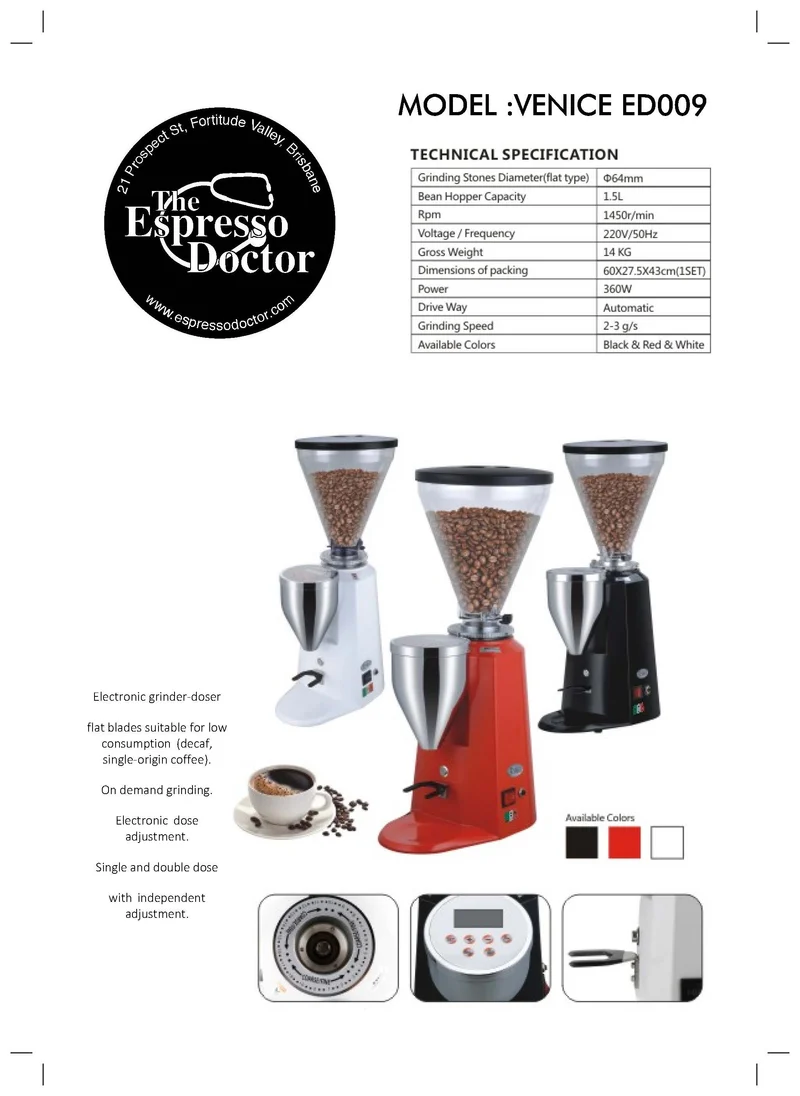 Espresso Doctor VENICE ED009 Electronic Professional Grinder