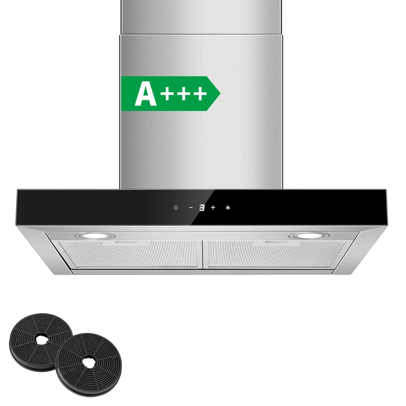 EUTTAB6- Wandhauben Dunstabzugshaube 60cm, Abzugshaube Umluft/Abluft mit 400 m³/h Luftstrom [Energieklasse A+++]