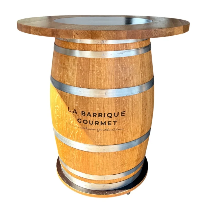 La Barrique Gourmet Grillfass Le Petit 225L mit Teppanyaki Grillplatte & Massivholzplatte