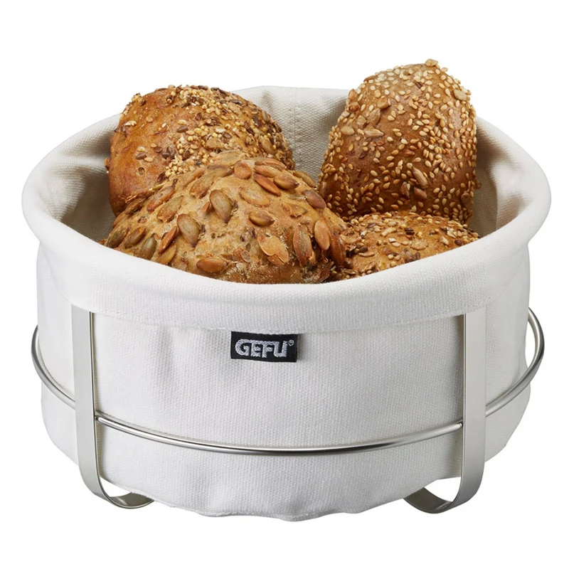 Gefu Brotkorb BRUNCH, Stoffkorb waschbar, Gestell Metall spülmaschinengeeignet, oval, creme