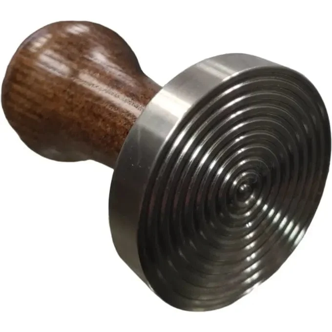 Motta Tamper Wave Edelstahl - Holz - Braun 58 mm Gerillte Basis