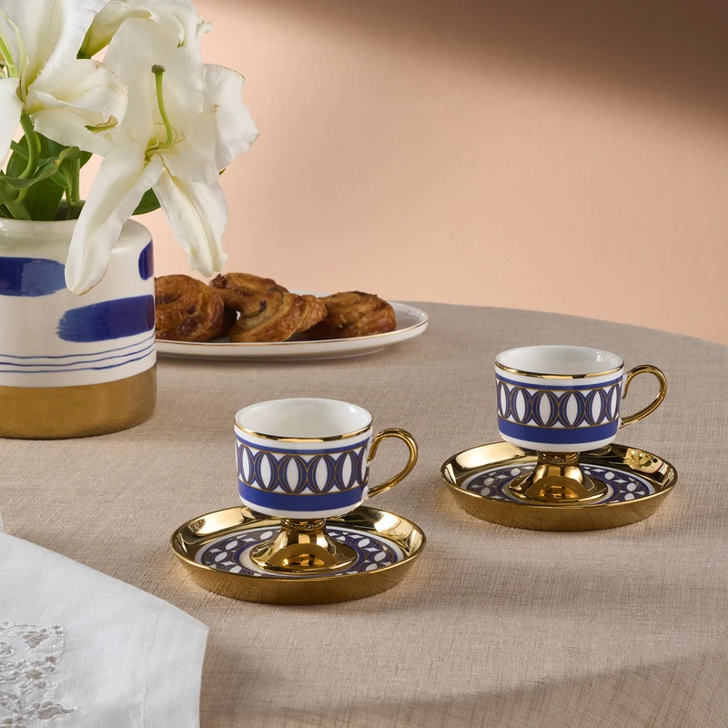 Karaca Hilal 4-teiliges Porzellan Türkisch-Kaffeetassen-Set, 85 ml, Mehrfarbig