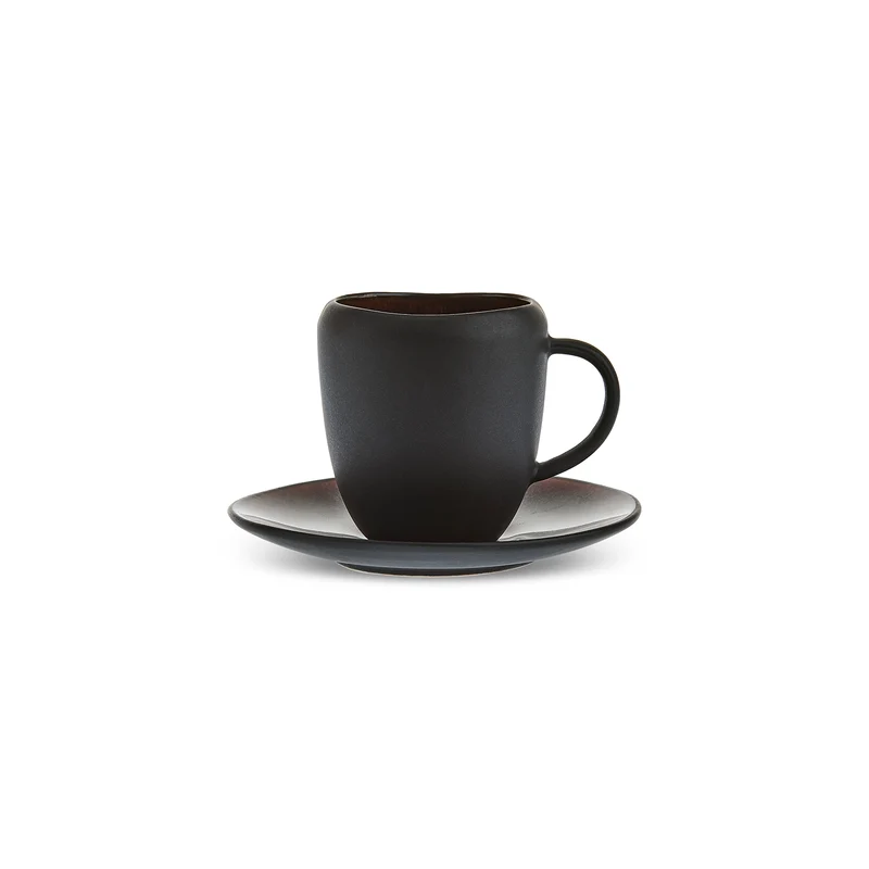 Karaca Earth Collection New Galactic, 2-teiliges Kaffeetassen-Set für 1 Personen, 100ML, Schwarz