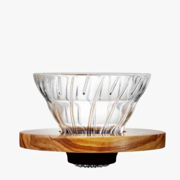 Hario V60 Glazen Koffiedripper Olijfhout