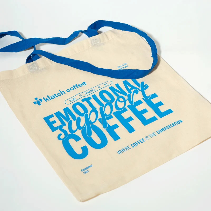 Emotional Support Coffee Blue Tote