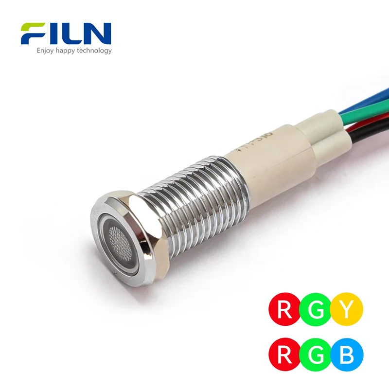 10mm 3 Color Indicator Light RGB Tri-color LED Metal Signal Lamp | IP67 Waterproof Panel Mount
