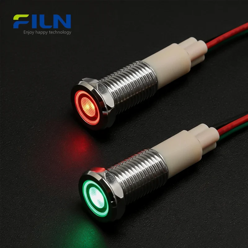 RG Indicator Light Dual Color Red Green LED IP67 Waterproof Metal Pilot Lamp for Industrial & Commercial Panels