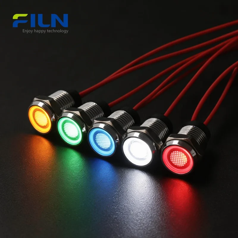 Blue LED Indicator Light 8mm 12V 220V Waterproof for CNC & Marine FILN