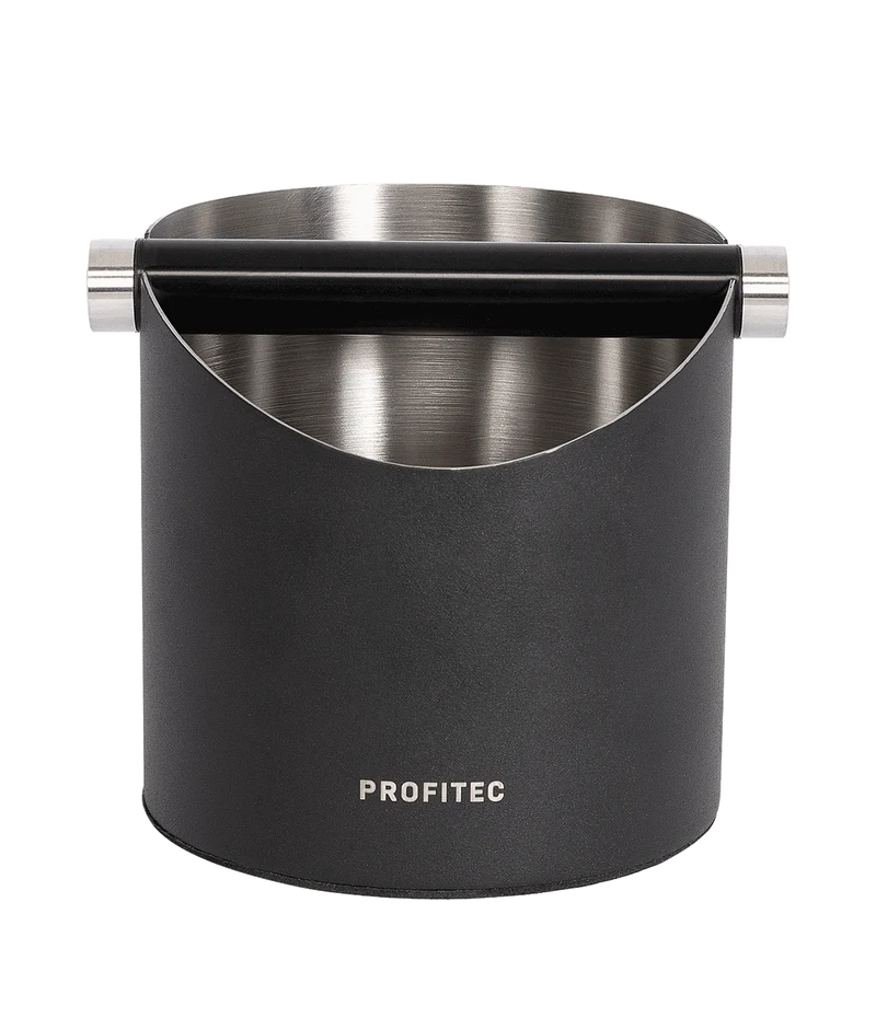 Profitec Abschlagbox aus Edelstahl, rund, schwarz