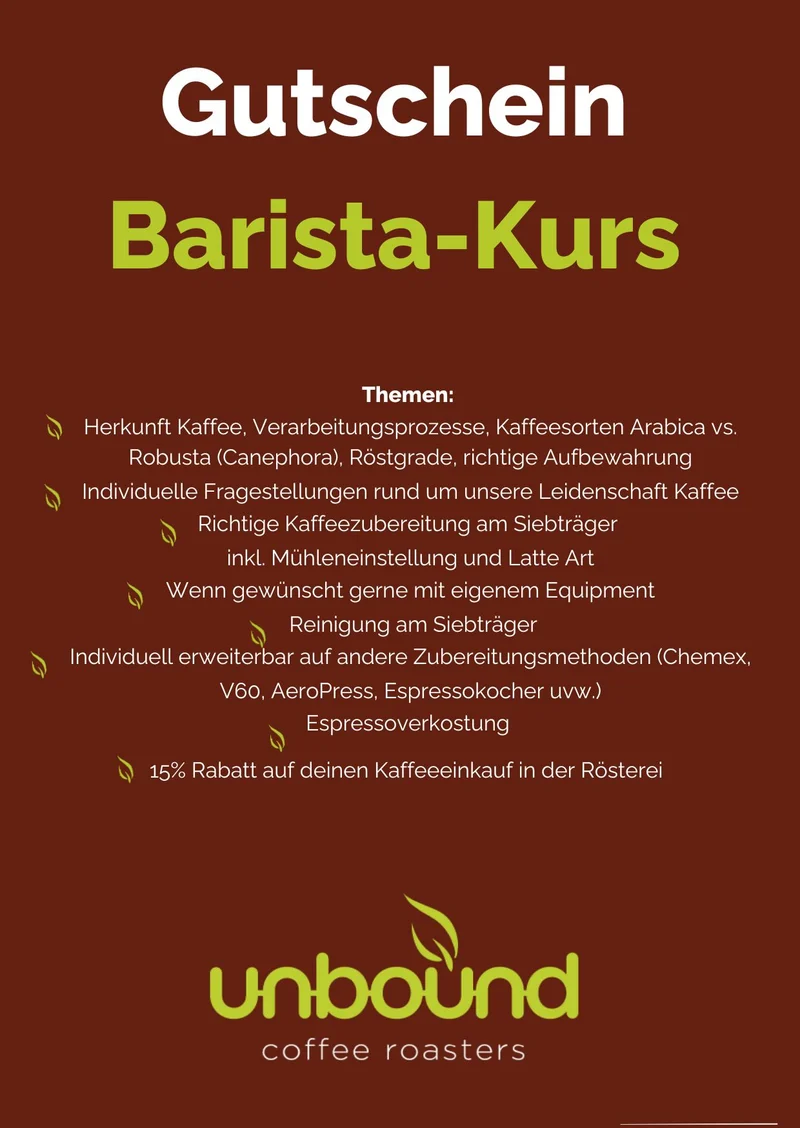 unbound Gutschein Baristakurs 3h