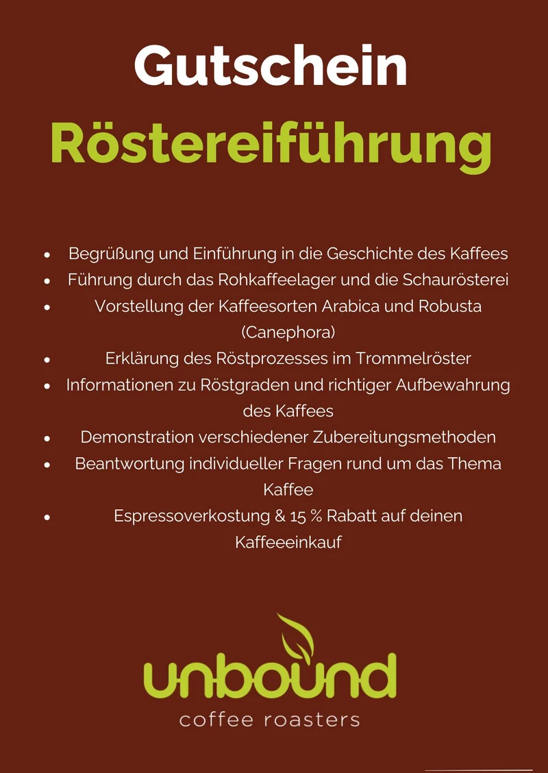 unbound Gutschein Röstereiführung