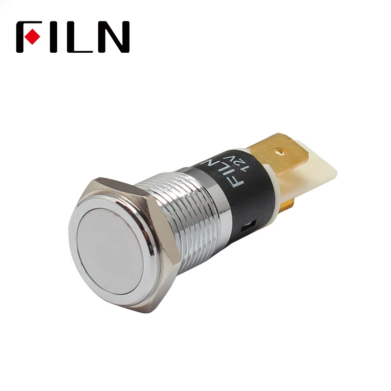 FILN 14MM Metal Symbol Indicator Light 12V R/G/Y/B/W LED light