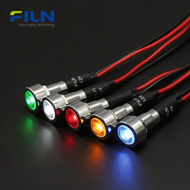 Machine Panel Indicator Light 12-24V 220V 8mm IP67 for CNC FILN