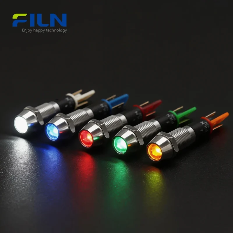 Power Indicator Light 3-380V 8mm IP67 Waterproof Panel Mount FILN