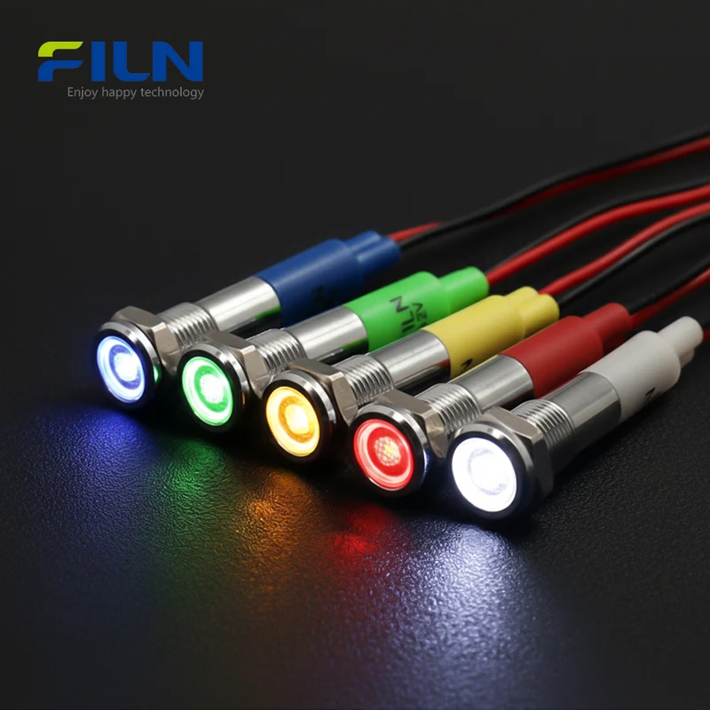 6MM Mini LED Light Indicator Pilot 12V 220V Pre-wired IP67 Metal Signal Lamp