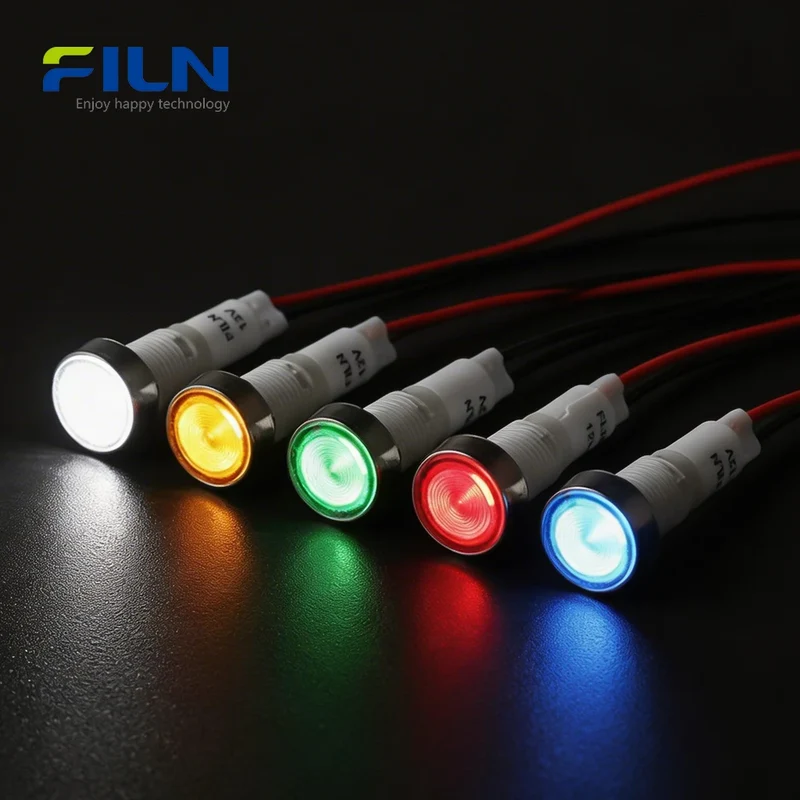10mm Plastic Indicator Pilot Lamp 220V PA66 Wired Screw Mount FILN
