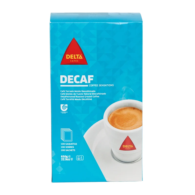 Delta Decaf gemahlen und portioniert , entkoffeiniert | 100 Pckg x 6,5 g