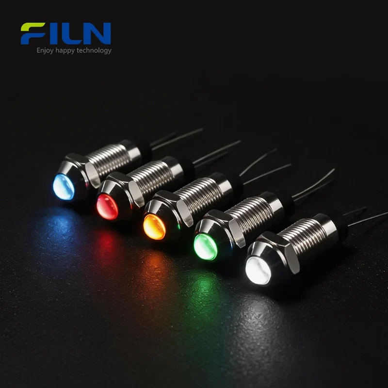 Yellow Indicator Light High Head Pin Terminal 3-220V 8mm FLIN