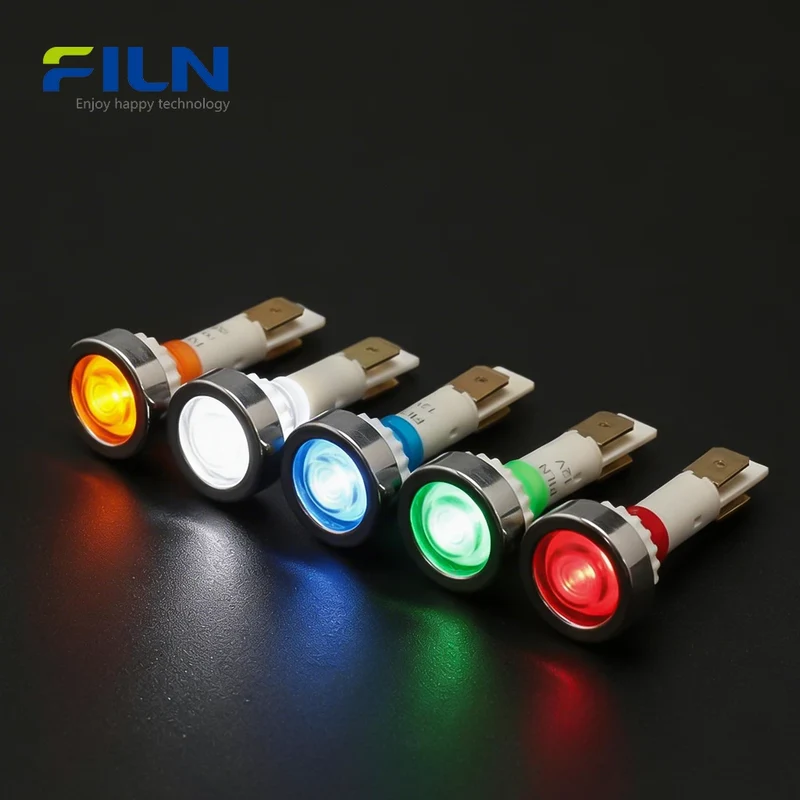 Plastic 12V Indicator Lamp 10mm PA66 Pin Terminal Screw Mount for Kitchen Equipment FILN