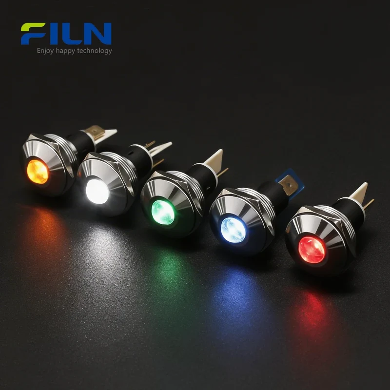 5V Panel Mount LED 22mm 220V High Head Pin Terminal Signal Light FILN