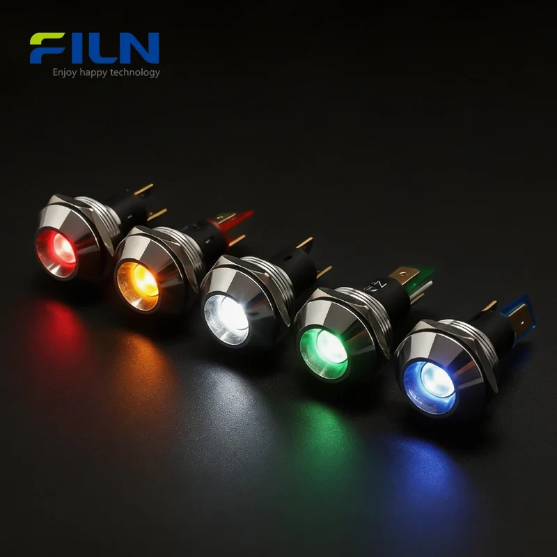 Indicator LED 22mm 12V 220V 2Pin Terminal for Industrial Panels Big Size Light FILN