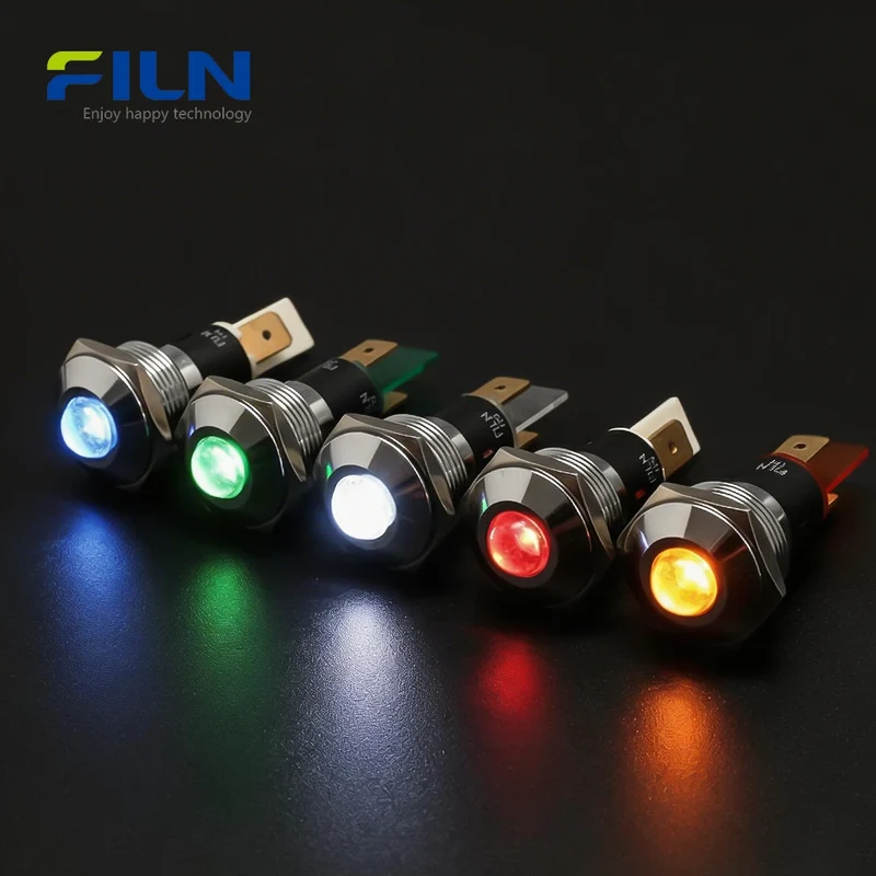 Panel Light Indicator 19mm Metal High Head 2-PIN Plug 12V 110V 220V FILN