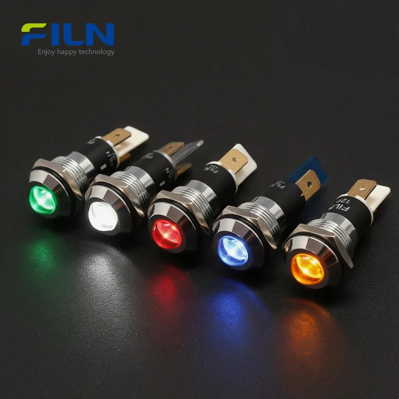 24V LED Panel Indicator Lights 16mm Metal High Head 2Pin Terminal FILN
