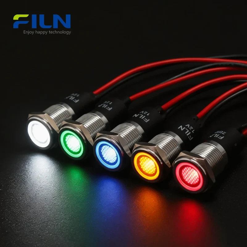 Signal Indicator Light with wire Metal Indicator Lamp IP67 Waterproof LED for Medical & Marine FILN