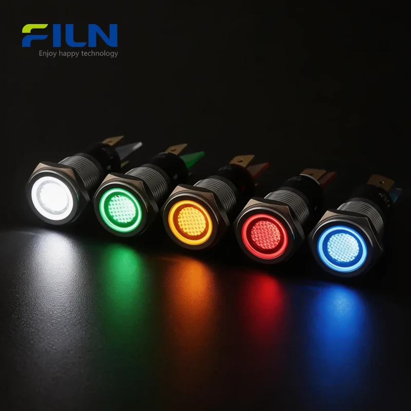 14mm Light On Indicator Metal Indicator Lamp 12V 110V 220V | Pin Terminal | CNC & Medical FILN