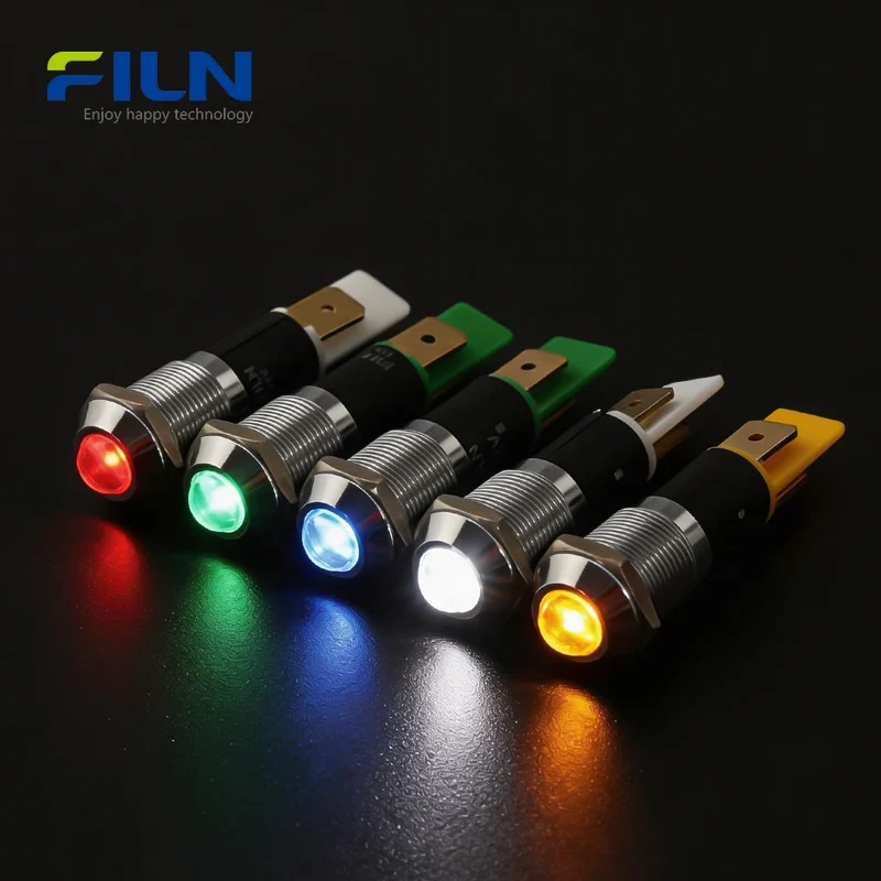 120VAC Indicator Light 12mm 3V-220V Metal High Head Pilot Lamp FILN