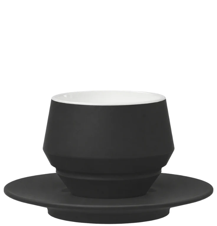 Maniko Milchkaffeetasse Schwarz matt Doppelwandig