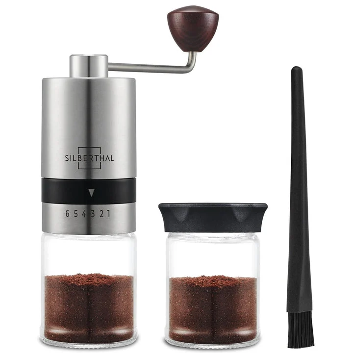 B-Ware SILBERTHAL Kaffeemühle Handmühle Kaffeebereiter Edelstahl Glas Kegelmahlwerk